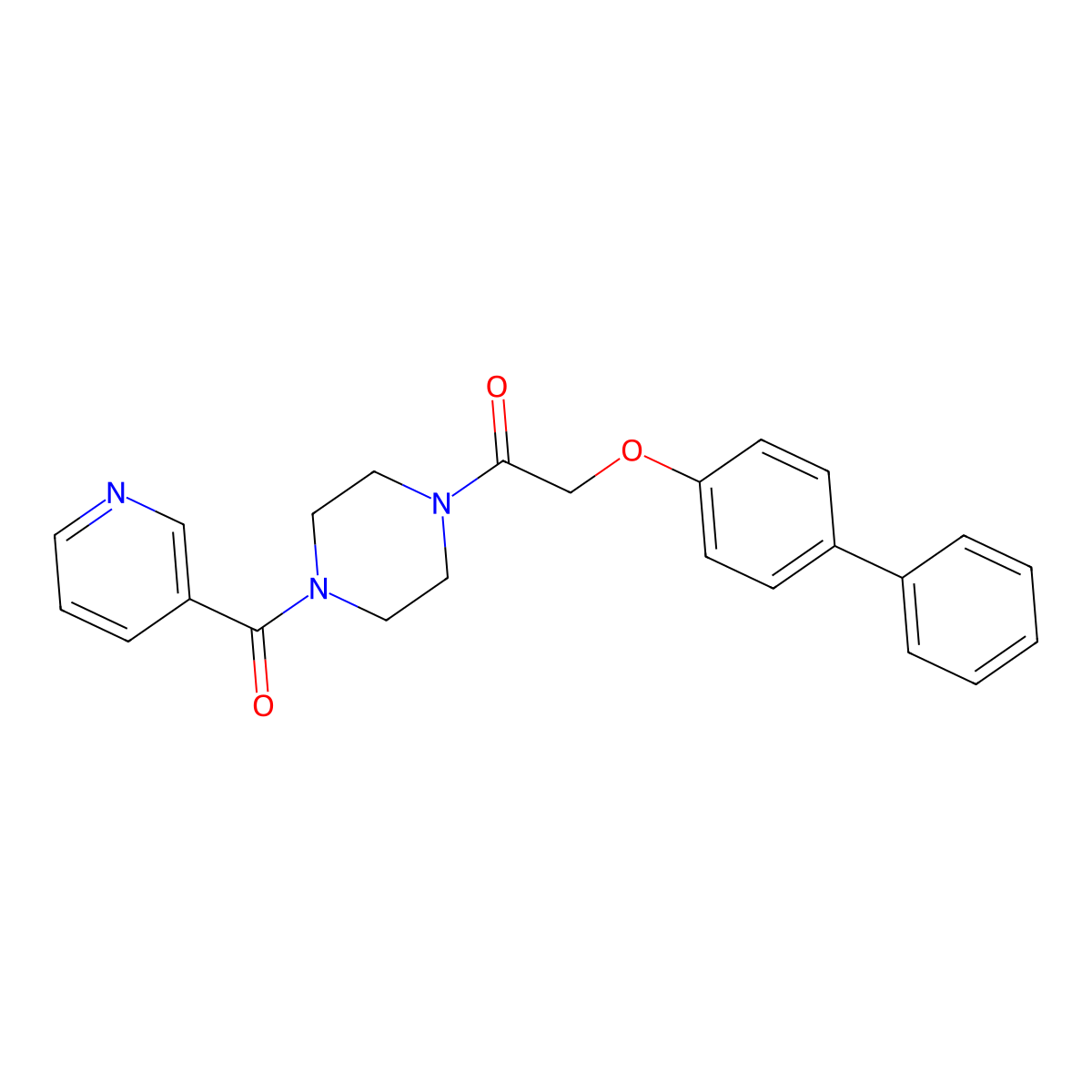 2-(4-Phenylphenoxy)-1-[4-(pyridine-3-carbonyl)piperazin-1-yl]ethanone molecular structure, CAS 423739-75-7