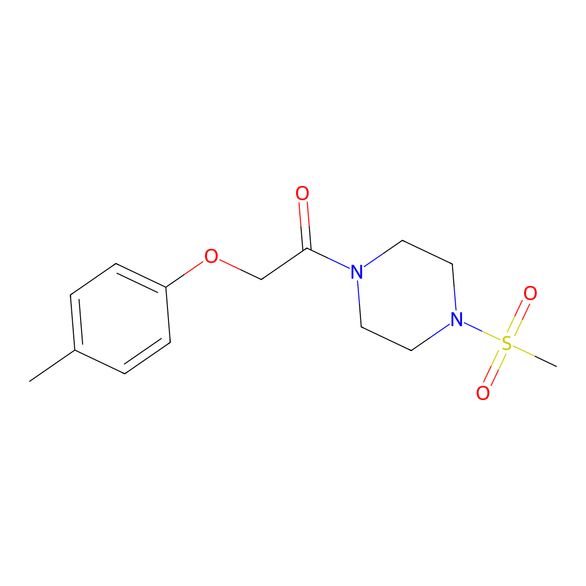 2-(4-Methylphenoxy)-1-(4-methylsulfonylpiperazin-1-yl)ethanone molecular structure, CAS 423739-77-9