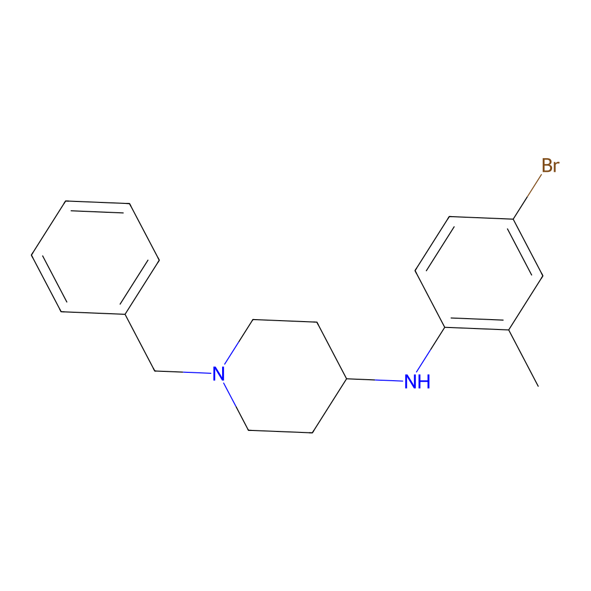 1-benzyl-N-(4-bromo-2-methylphenyl)piperidin-4-amine molecular structure, CAS 423739-83-7