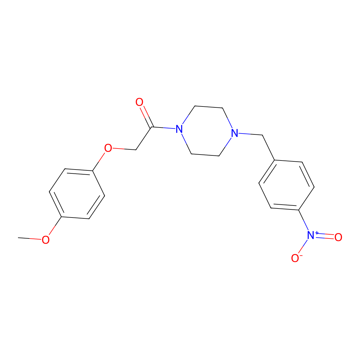 2-(4-Methoxyphenoxy)-1-[4-[(4-nitrophenyl)methyl]piperazin-1-yl]ethanone molecular structure, CAS 423739-92-8