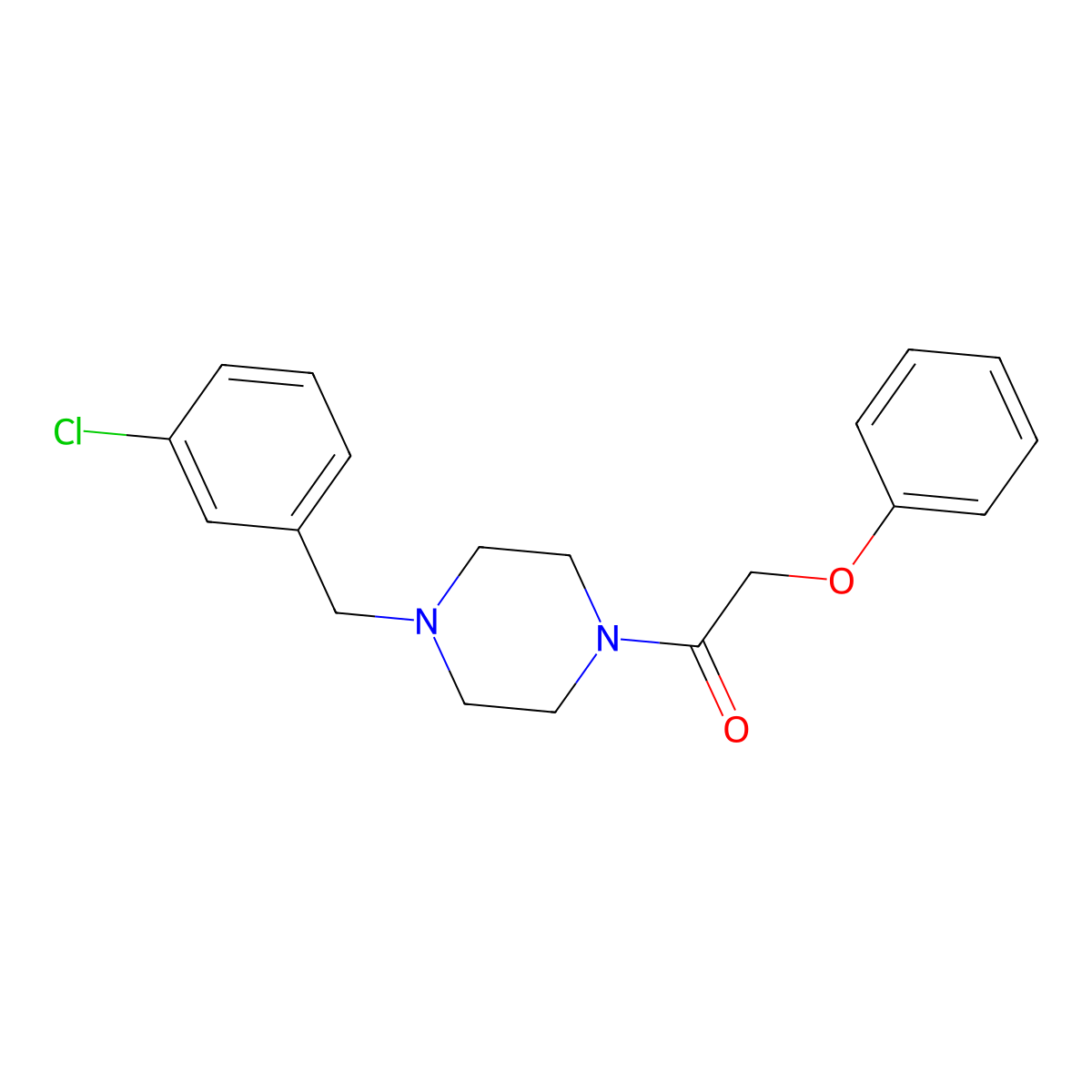 1-(3-Chlorobenzyl)-4-(phenoxyacetyl)piperazine molecular structure, CAS 423740-01-6