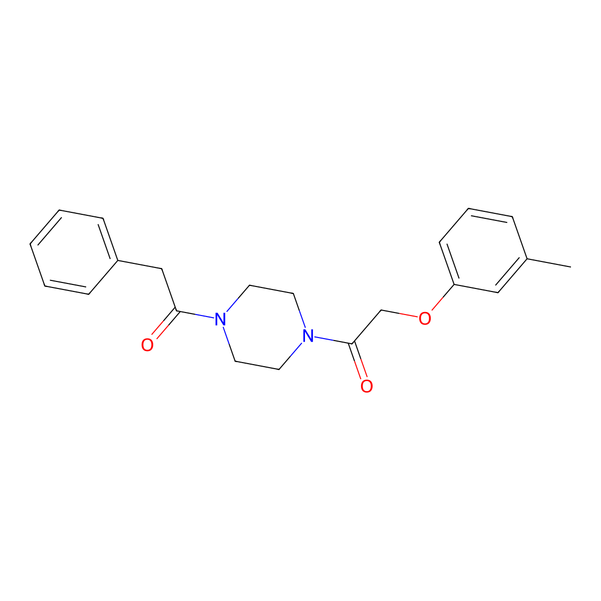 1-[(3-Methylphenoxy)acetyl]-4-(phenylacetyl)piperazine molecular structure, CAS 423740-12-9