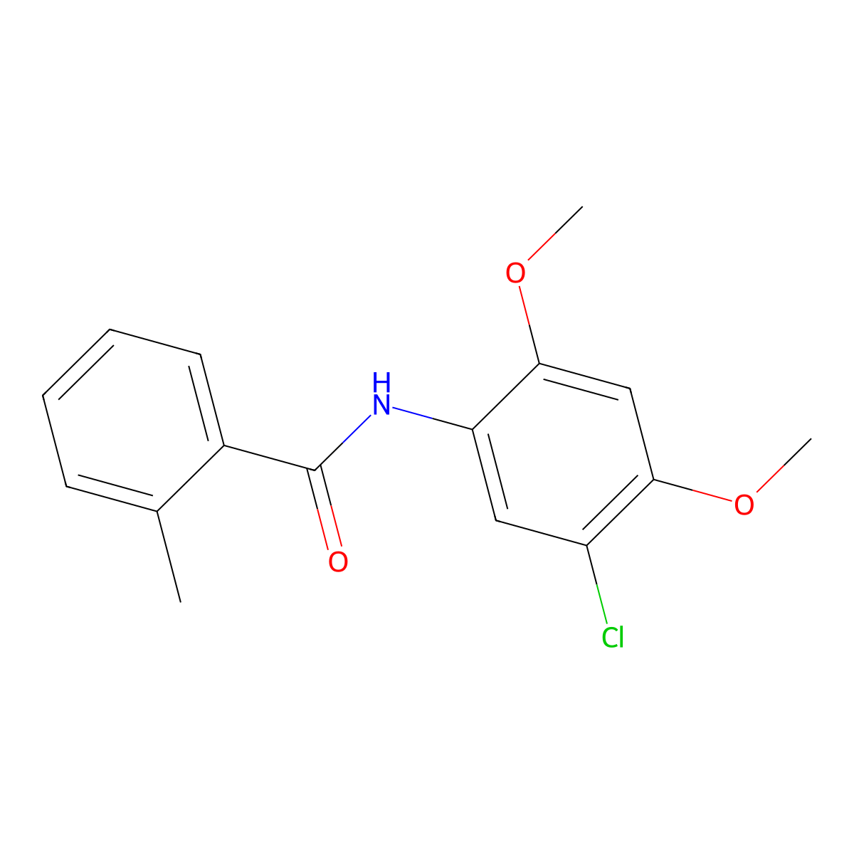 N-(5-chloro-2,4-dimethoxyphenyl)-2-methylbenzamide molecular structure, CAS 423740-25-4