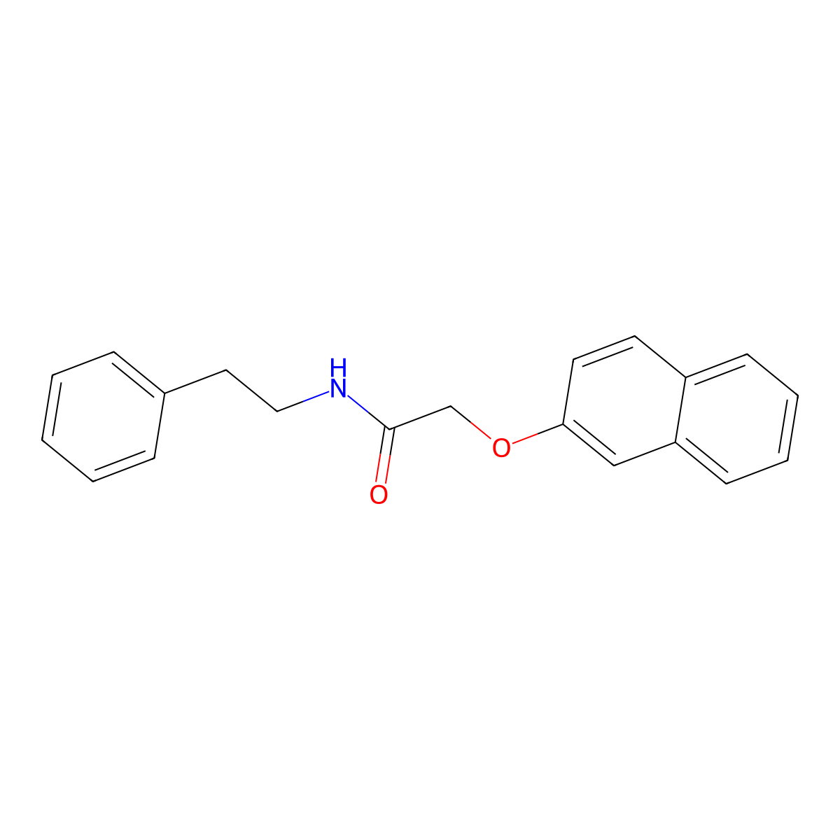 2-(naphthalen-2-yloxy)-N-(2-phenylethyl)acetamide molecular structure, CAS 423740-28-7