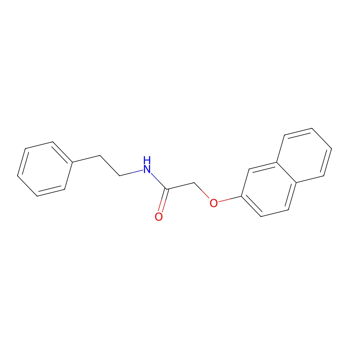 2-(naphthalen-2-yloxy)-N-(2-phenylethyl)acetamide molecular structure, CAS 423740-28-7