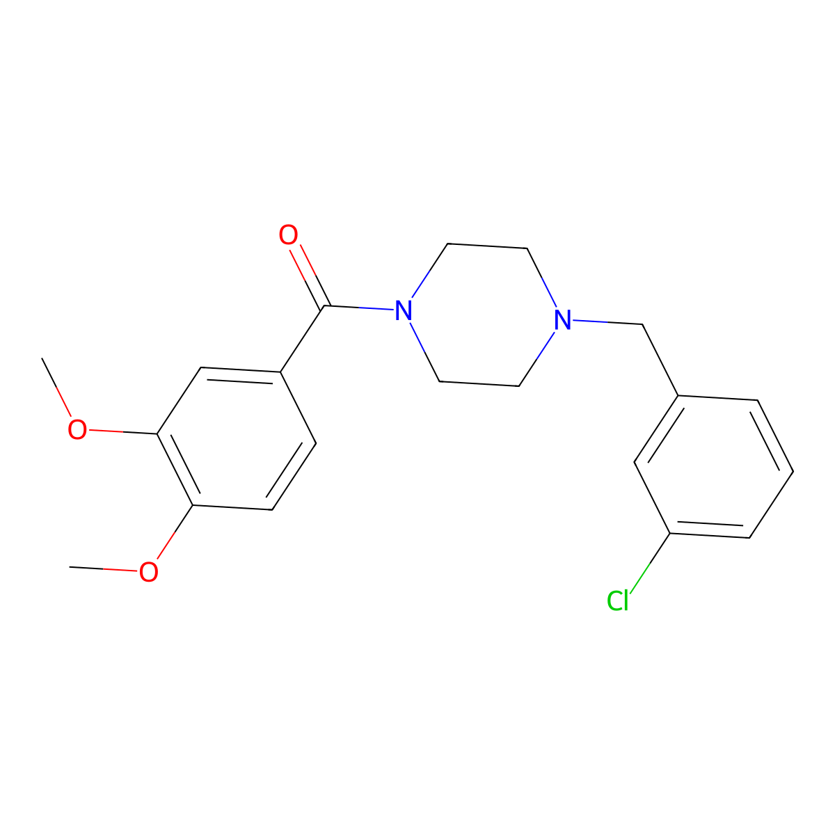 [4-[(3-Chlorophenyl)methyl]piperazin-1-yl]-(3,4-dimethoxyphenyl)methanone molecular structure, CAS 423740-44-7