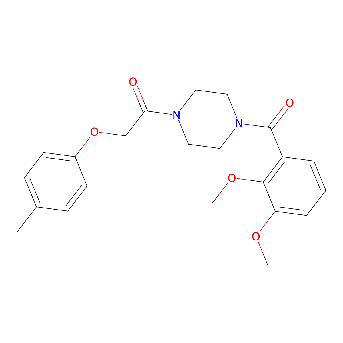 1-(2,3-Dimethoxybenzoyl)-4-[(4-methylphenoxy)acetyl]piperazine molecular structure, CAS 423740-53-8
