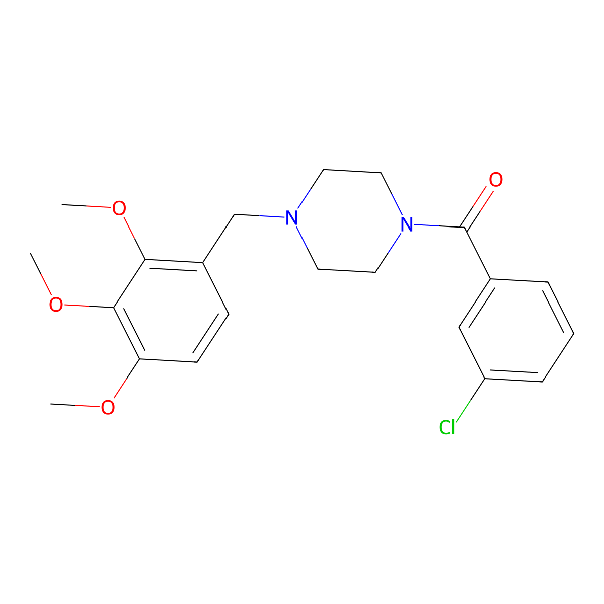 (3-Chlorophenyl)-[4-[(2,3,4-trimethoxyphenyl)methyl]piperazin-1-yl]methanone molecular structure, CAS 423740-70-9