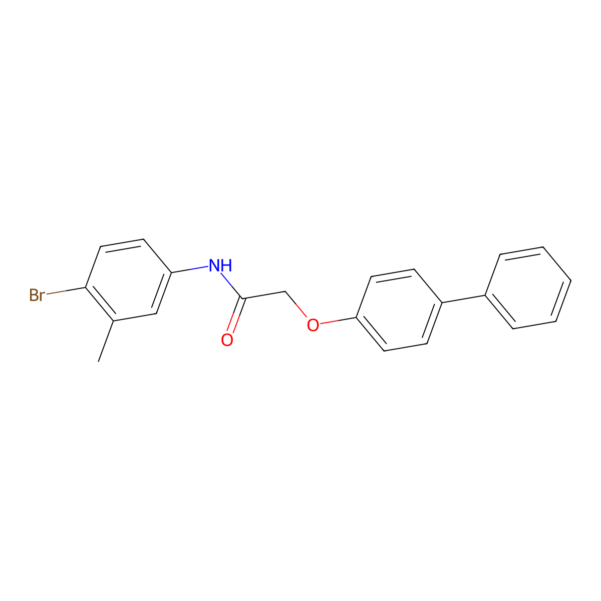 N-(4-bromo-3-methylphenyl)-2-(4-phenylphenoxy)acetamide molecular structure, CAS 423740-74-3
