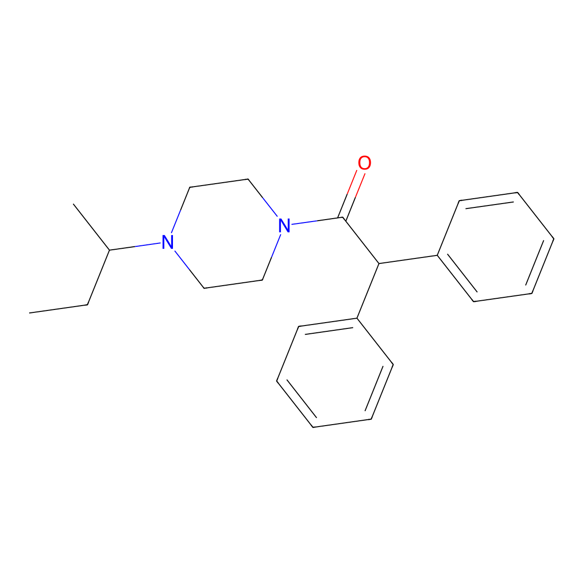 1-Sec-butyl-4-(diphenylacetyl)piperazine molecular structure, CAS 423740-92-5