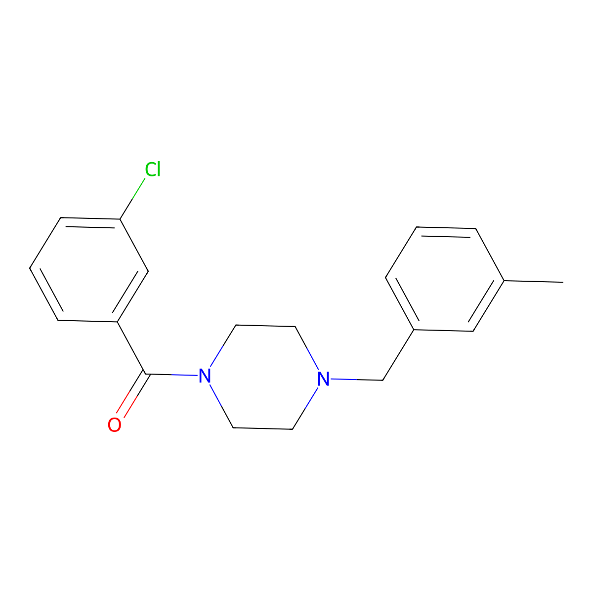 (3-Chlorophenyl)-[4-[(3-methylphenyl)methyl]piperazin-1-yl]methanone molecular structure, CAS 423741-08-6