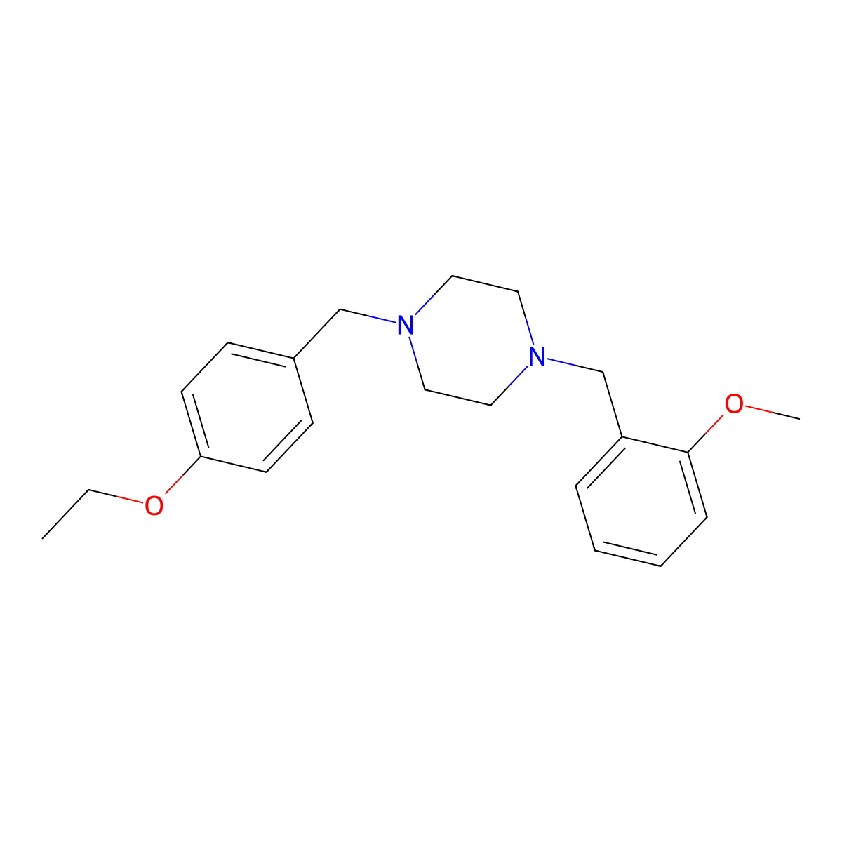 1-(4-Ethoxybenzyl)-4-(2-methoxybenzyl)piperazine molecular structure, CAS 423741-18-8