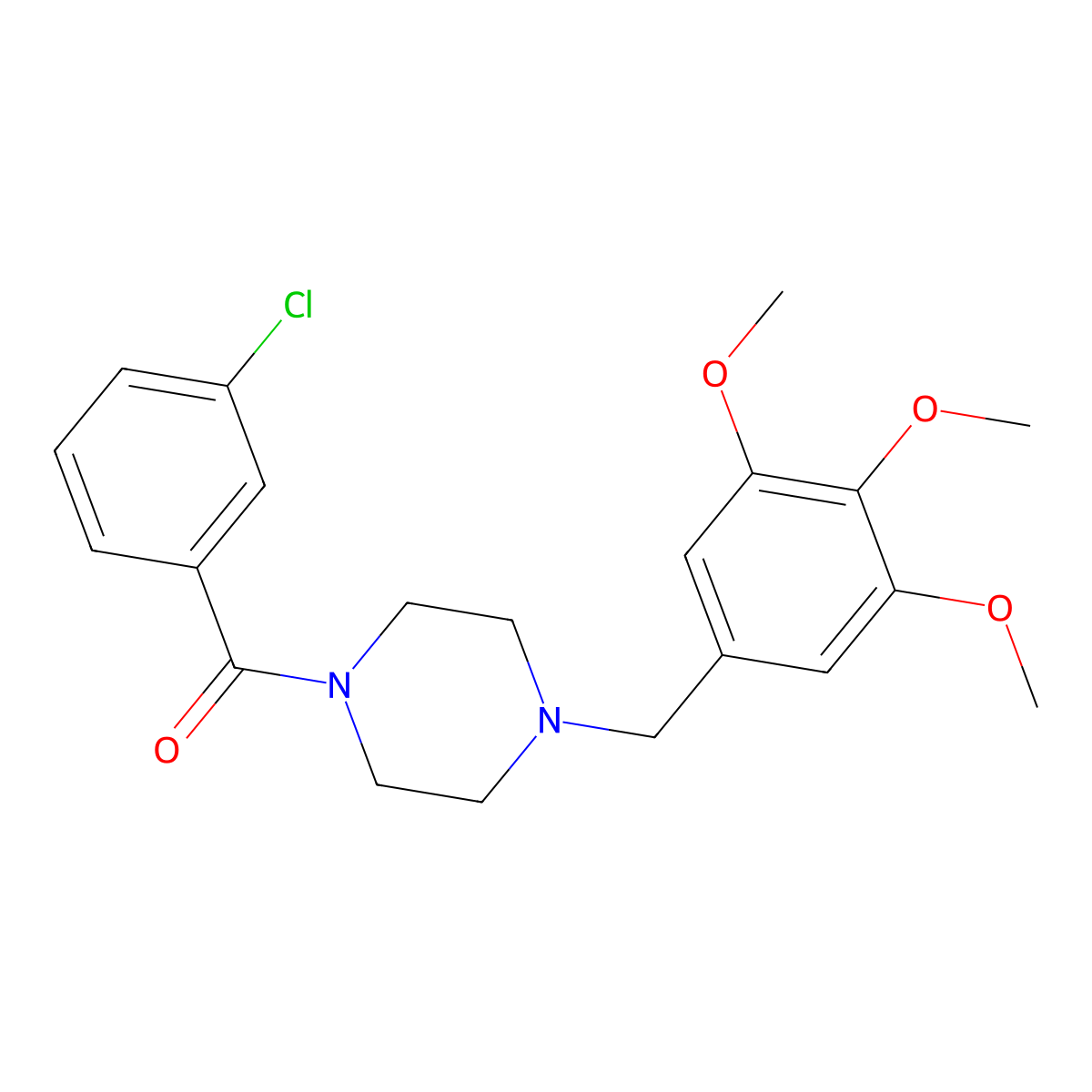 (3-Chlorophenyl)-[4-[(3,4,5-trimethoxyphenyl)methyl]piperazin-1-yl]methanone molecular structure, CAS 423741-26-8