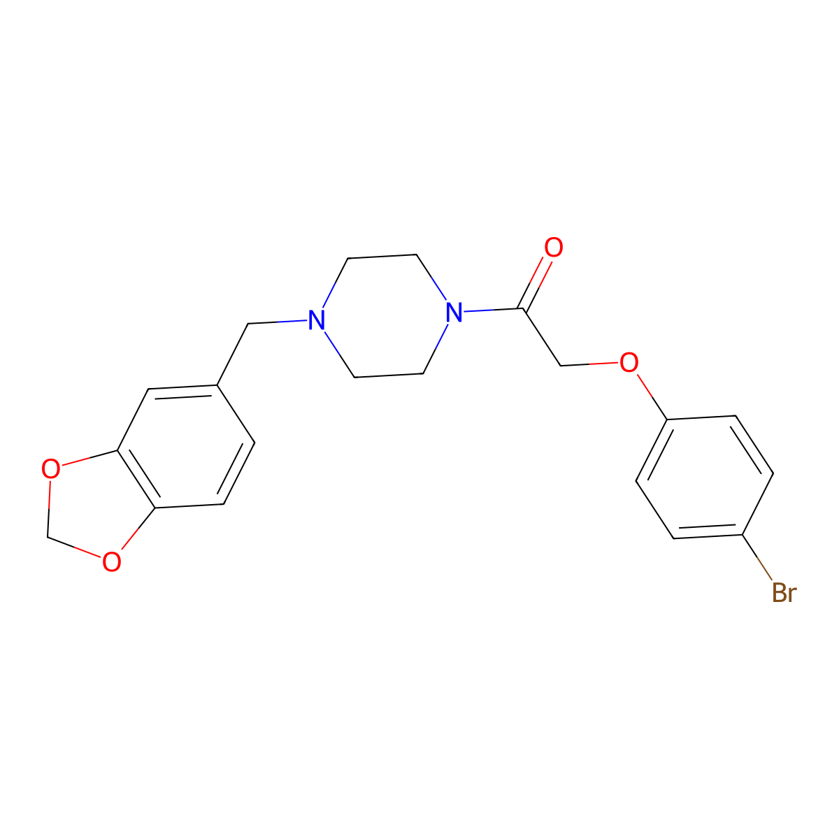 1-[4-(1,3-Benzodioxol-5-ylmethyl)piperazin-1-yl]-2-(4-bromophenoxy)ethanone molecular structure, CAS 423741-31-5