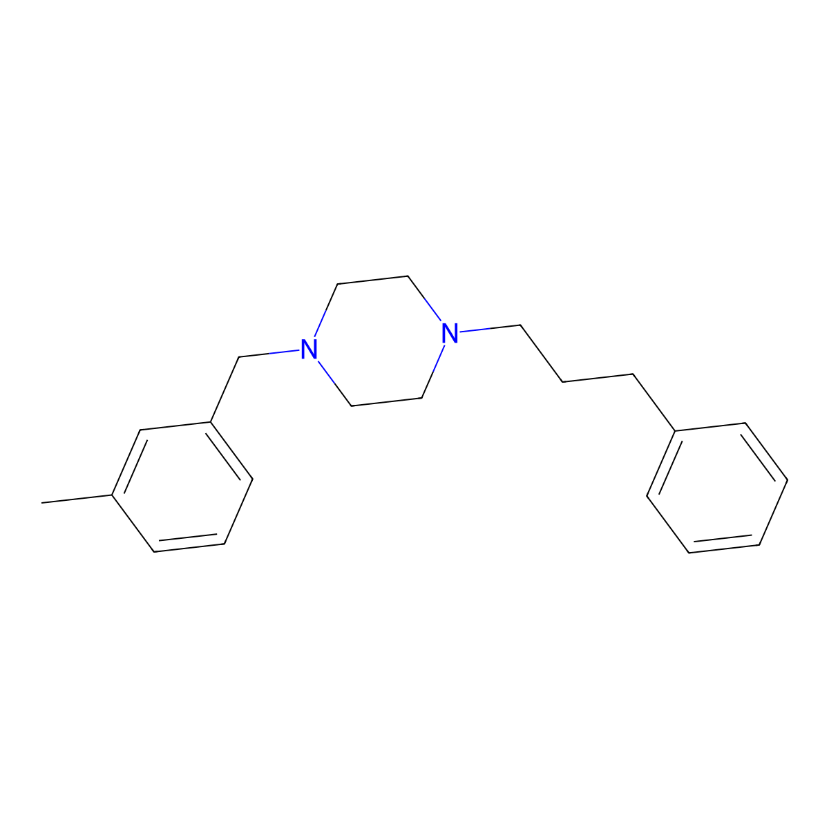 1-[(3-Methylphenyl)methyl]-4-(3-phenylpropyl)piperazine molecular structure, CAS 423741-38-2