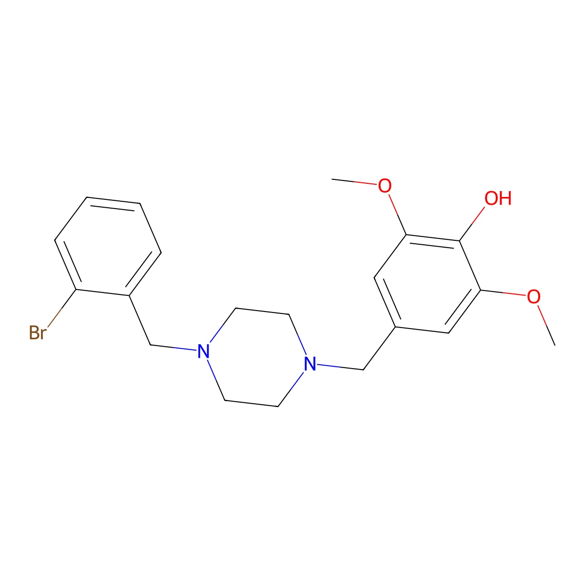 4-[[4-[(2-Bromophenyl)methyl]piperazin-1-yl]methyl]-2,6-dimethoxyphenol molecular structure, CAS 423741-40-6