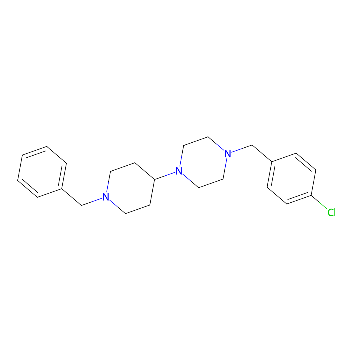 1-(1-Benzylpiperidin-4-yl)-4-[(4-chlorophenyl)methyl]piperazine molecular structure, CAS 423741-45-1