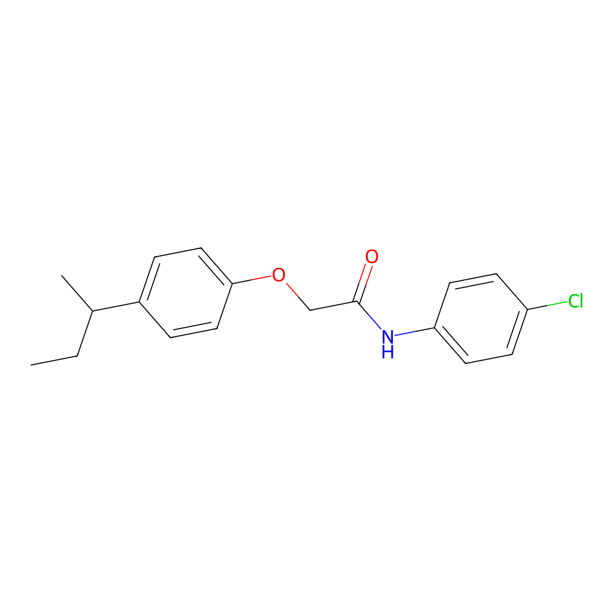 2-[4-(butan-2-yl)phenoxy]-N-(4-chlorophenyl)acetamide molecular structure, CAS 423741-59-7