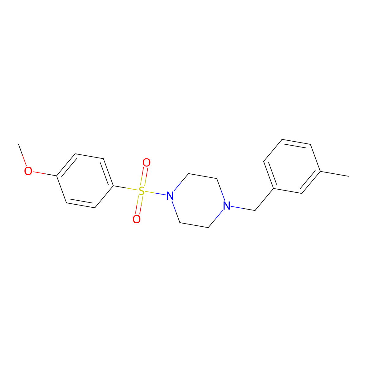 1-(4-Methoxyphenyl)sulfonyl-4-[(3-methylphenyl)methyl]piperazine molecular structure, CAS 423741-63-3