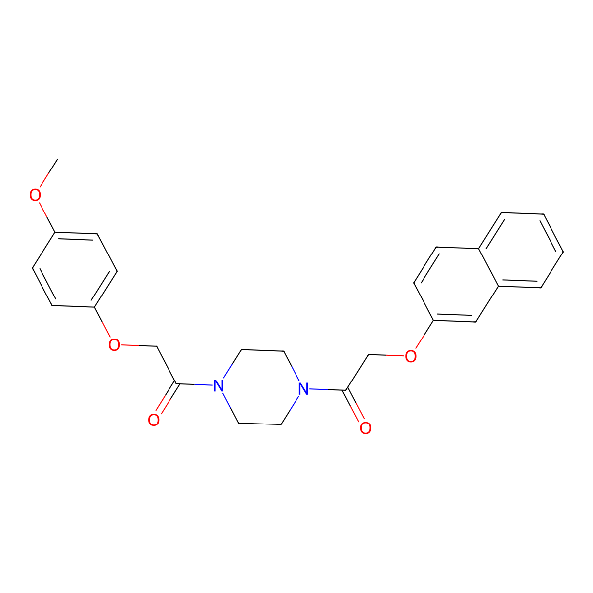 2-(4-Methoxyphenoxy)-1-[4-(2-naphthalen-2-yloxyacetyl)piperazin-1-yl]ethanone molecular structure, CAS 423741-68-8
