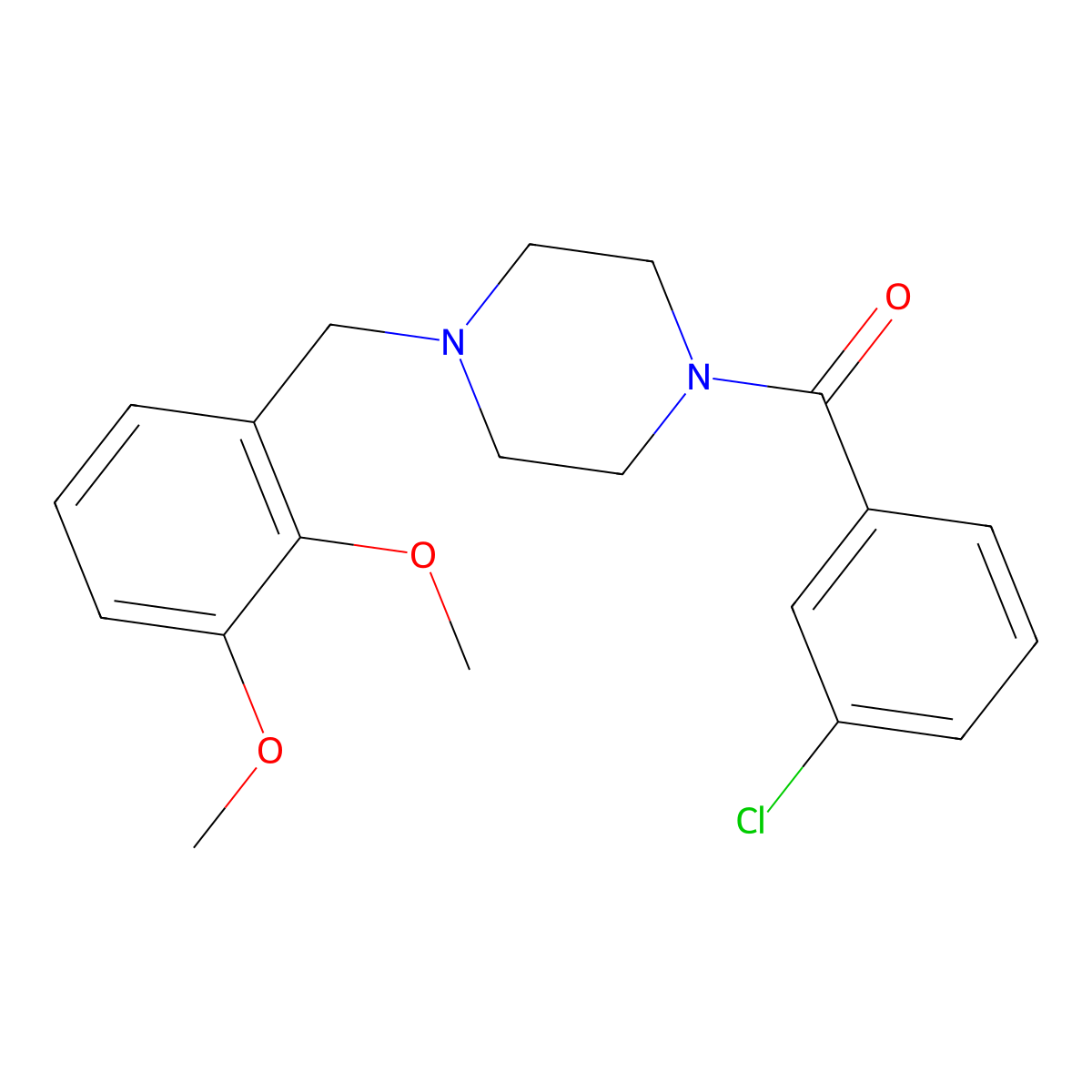 (3-Chlorophenyl)-[4-[(2,3-dimethoxyphenyl)methyl]piperazin-1-yl]methanone molecular structure, CAS 423741-74-6