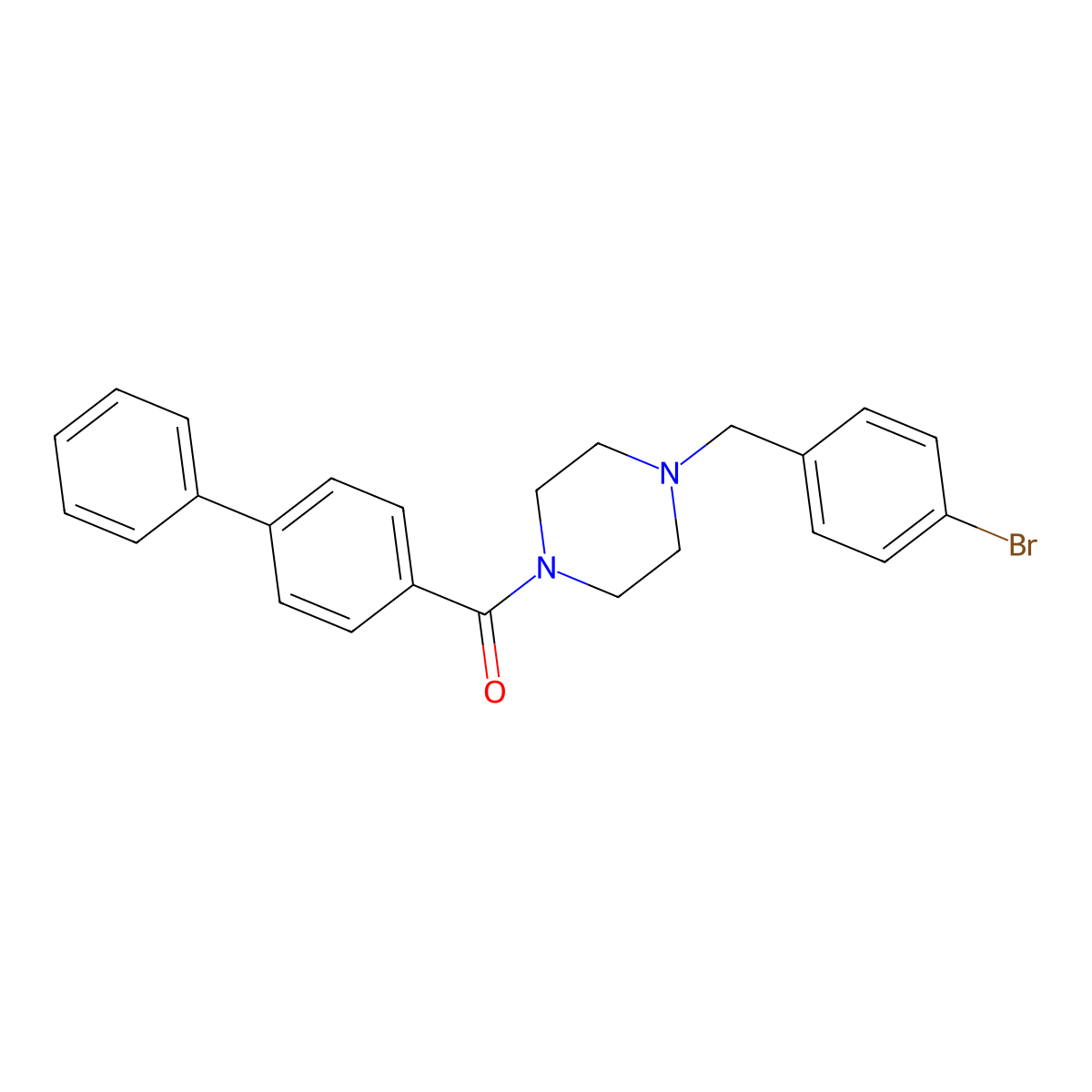 [4-[(4-Bromophenyl)methyl]piperazin-1-yl]-(4-phenylphenyl)methanone molecular structure, CAS 423741-78-0