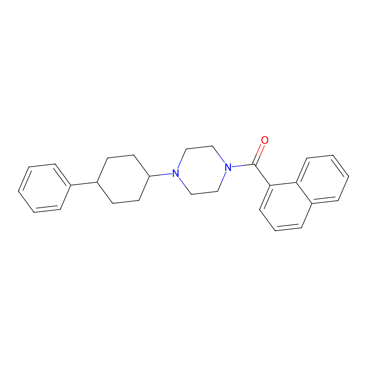 Naphthalen-1-yl-[4-(4-phenylcyclohexyl)piperazin-1-yl]methanone molecular structure, CAS 423741-79-1