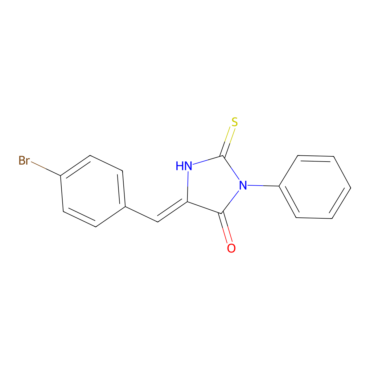 (5E)-5-(4-bromobenzylidene)-2-mercapto-3-phenyl-3,5-dihydro-4H-imidazol-4-one molecular structure, CAS 423741-80-4