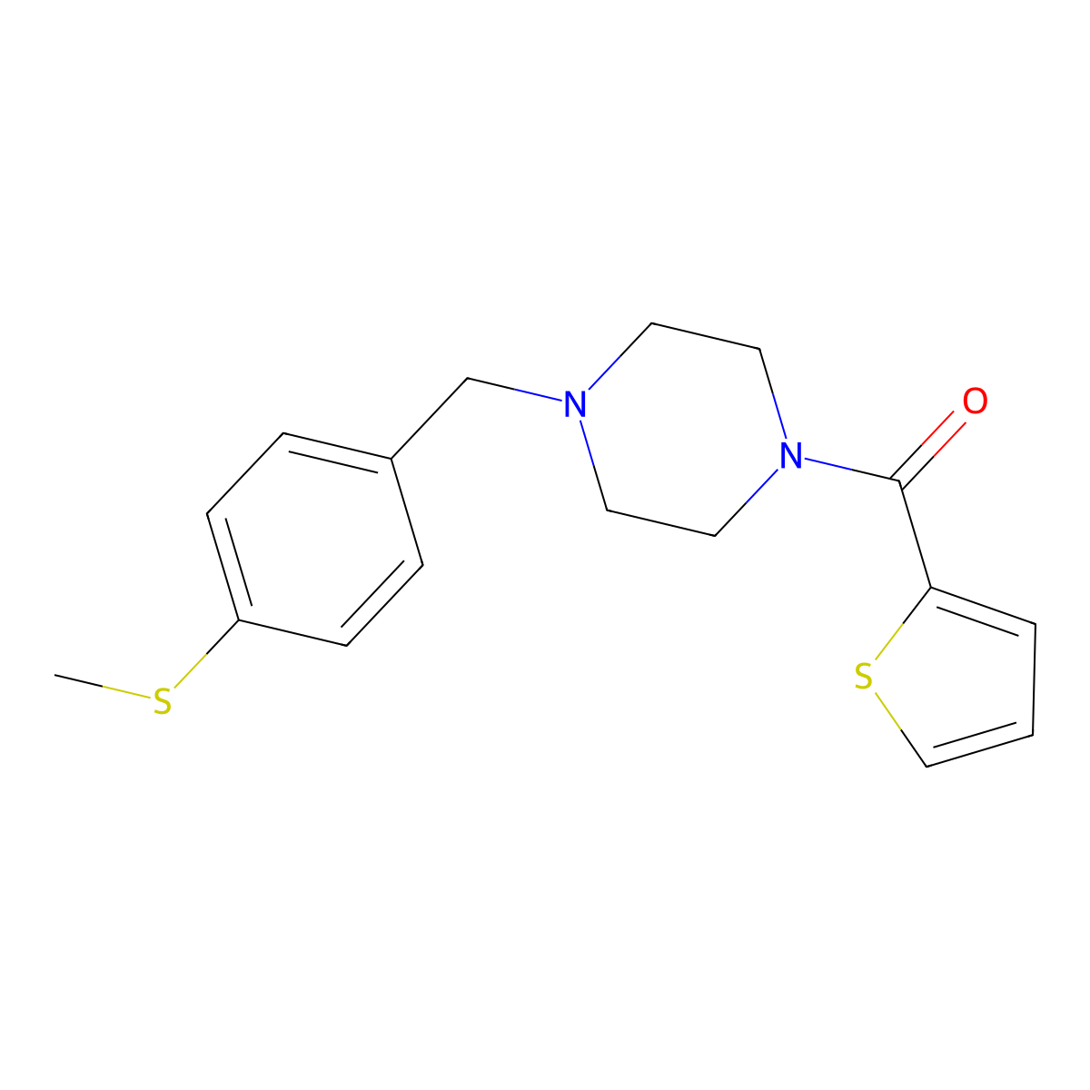 [4-[(4-Methylsulfanylphenyl)methyl]piperazin-1-yl]-thiophen-2-ylmethanone molecular structure, CAS 423741-83-7