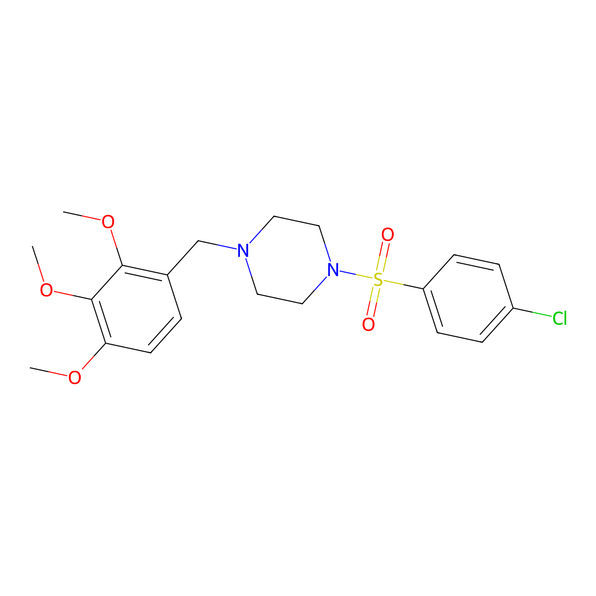 1-[(4-Chlorophenyl)sulfonyl]-4-(2,3,4-trimethoxybenzyl)piperazine molecular structure, CAS 423741-85-9