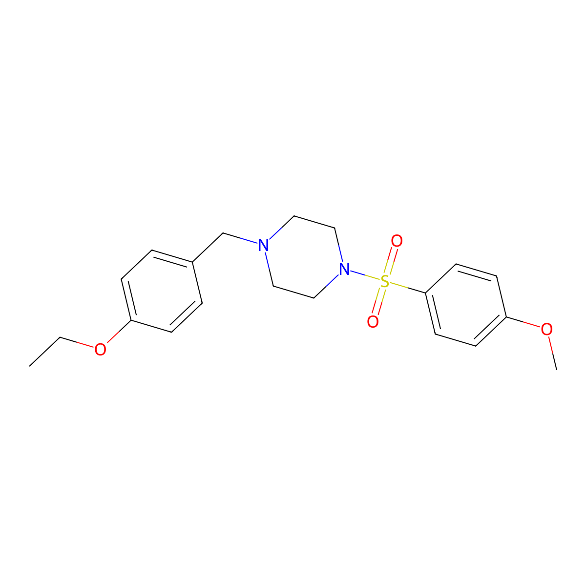 1-(4-Ethoxybenzyl)-4-[(4-methoxyphenyl)sulfonyl]piperazine molecular structure, CAS 423741-89-3
