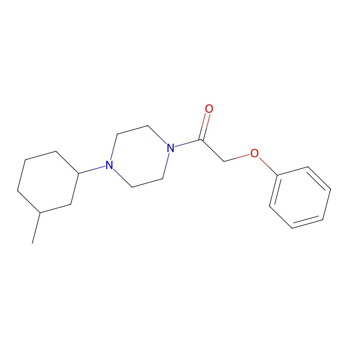 1-[4-(3-Methylcyclohexyl)piperazin-1-yl]-2-phenoxyethanone molecular structure, CAS 423741-91-7