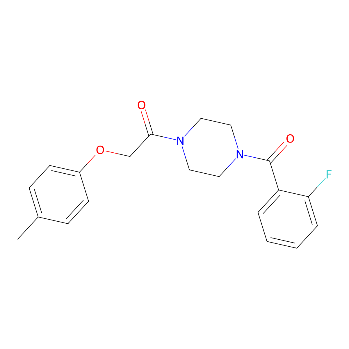 1-[4-(2-Fluorobenzoyl)piperazin-1-yl]-2-(4-methylphenoxy)ethanone molecular structure, CAS 423742-03-4