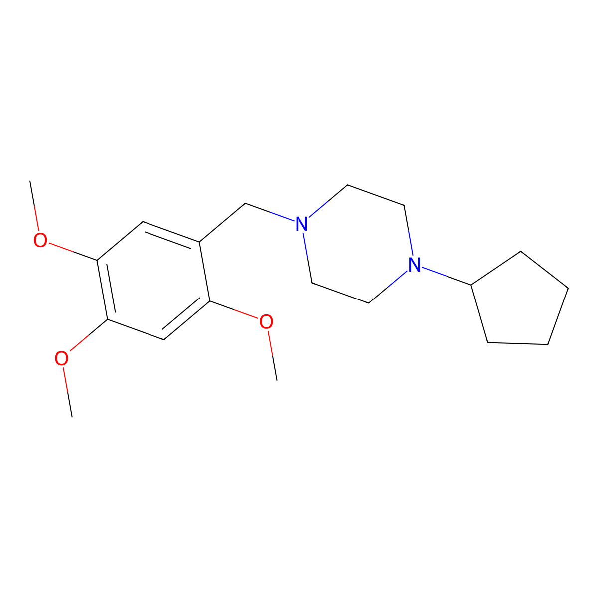 1-Cyclopentyl-4-(2,4,5-trimethoxybenzyl)piperazine molecular structure, CAS 423742-05-6