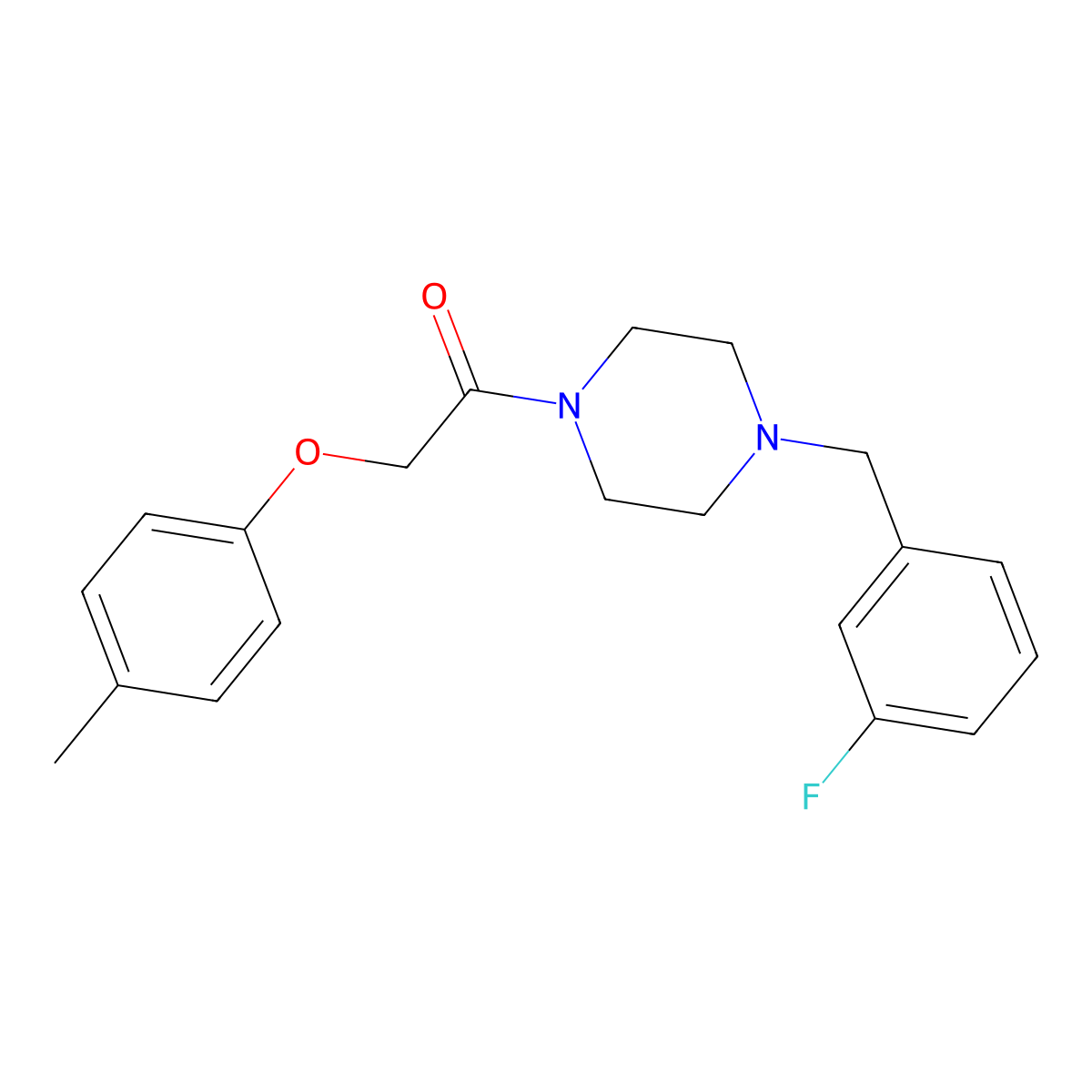 1-[4-[(3-Fluorophenyl)methyl]piperazin-1-yl]-2-(4-methylphenoxy)ethanone molecular structure, CAS 423742-10-3