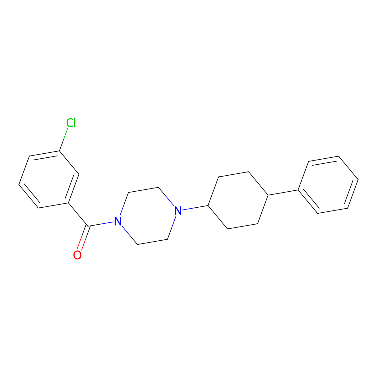 (3-Chlorophenyl)-[4-(4-phenylcyclohexyl)piperazin-1-yl]methanone molecular structure, CAS 423742-15-8