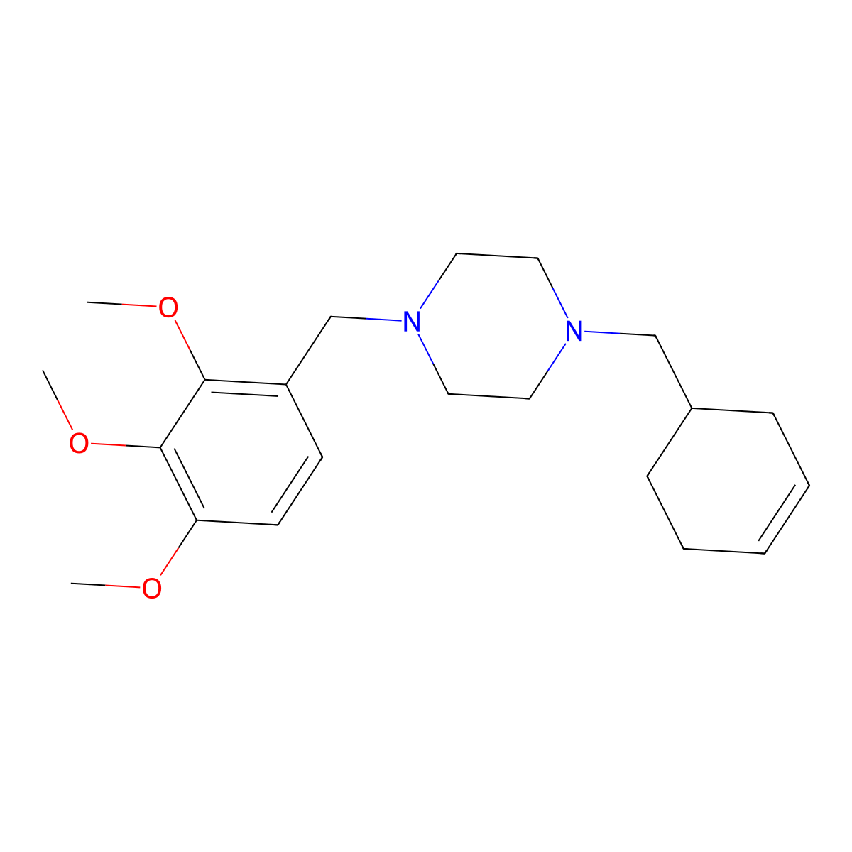 1-(Cyclohex-3-en-1-ylmethyl)-4-[(2,3,4-trimethoxyphenyl)methyl]piperazine molecular structure, CAS 423742-16-9