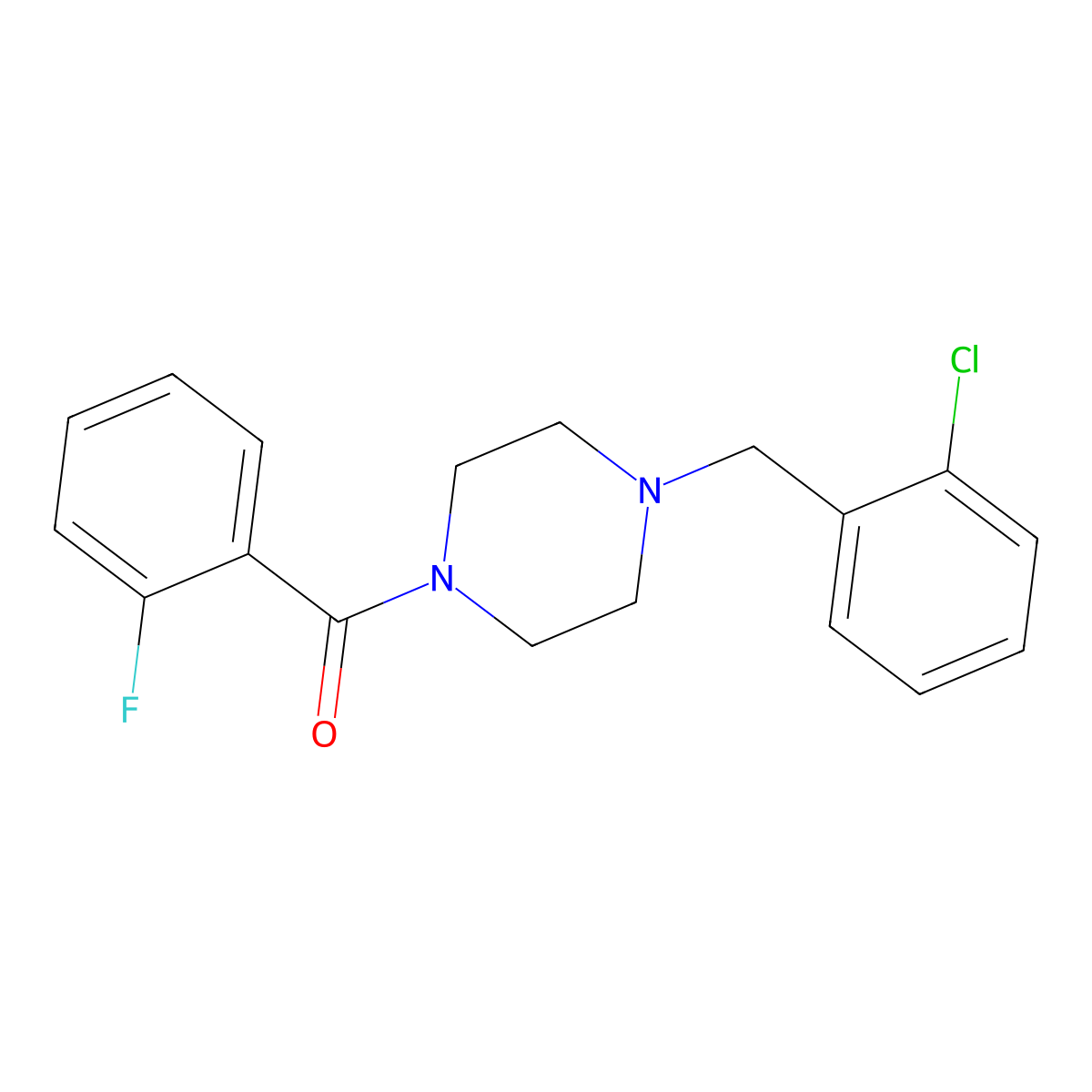 [4-[(2-Chlorophenyl)methyl]piperazin-1-yl]-(2-fluorophenyl)methanone molecular structure, CAS 423742-18-1