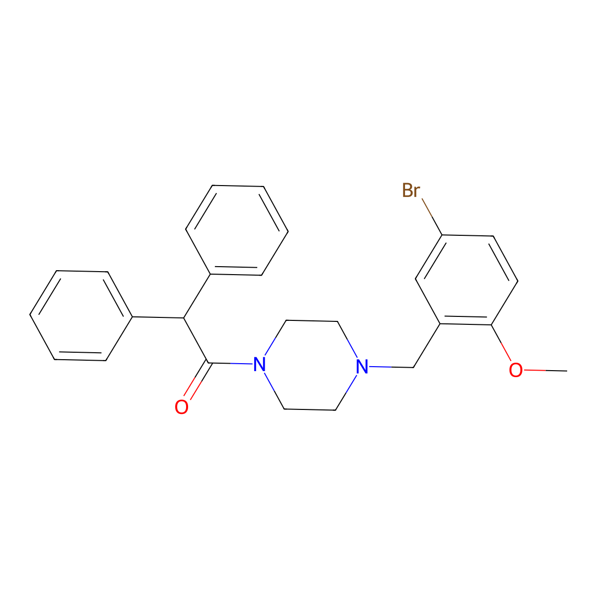 1-[4-[(5-Bromo-2-methoxyphenyl)methyl]piperazin-1-yl]-2,2-diphenylethanone molecular structure, CAS 423742-20-5