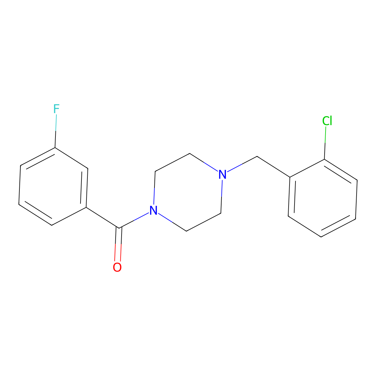 [4-[(2-Chlorophenyl)methyl]piperazin-1-yl]-(3-fluorophenyl)methanone molecular structure, CAS 423742-21-6