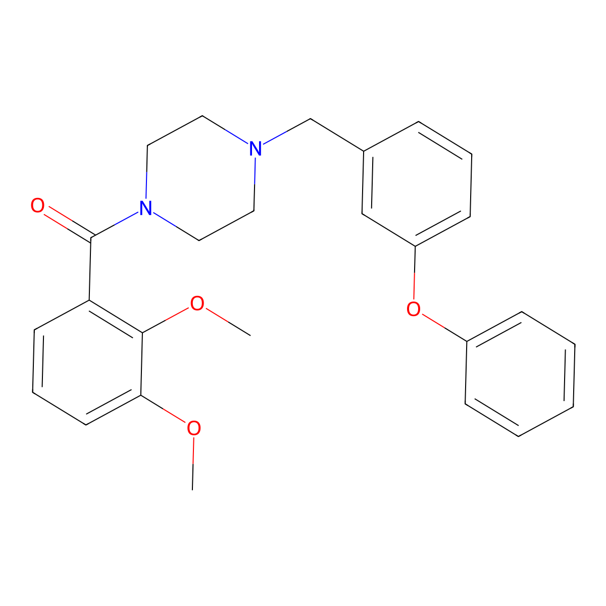 (2,3-Dimethoxyphenyl)[4-(3-phenoxybenzyl)piperazin-1-yl]methanone molecular structure, CAS 423742-24-9