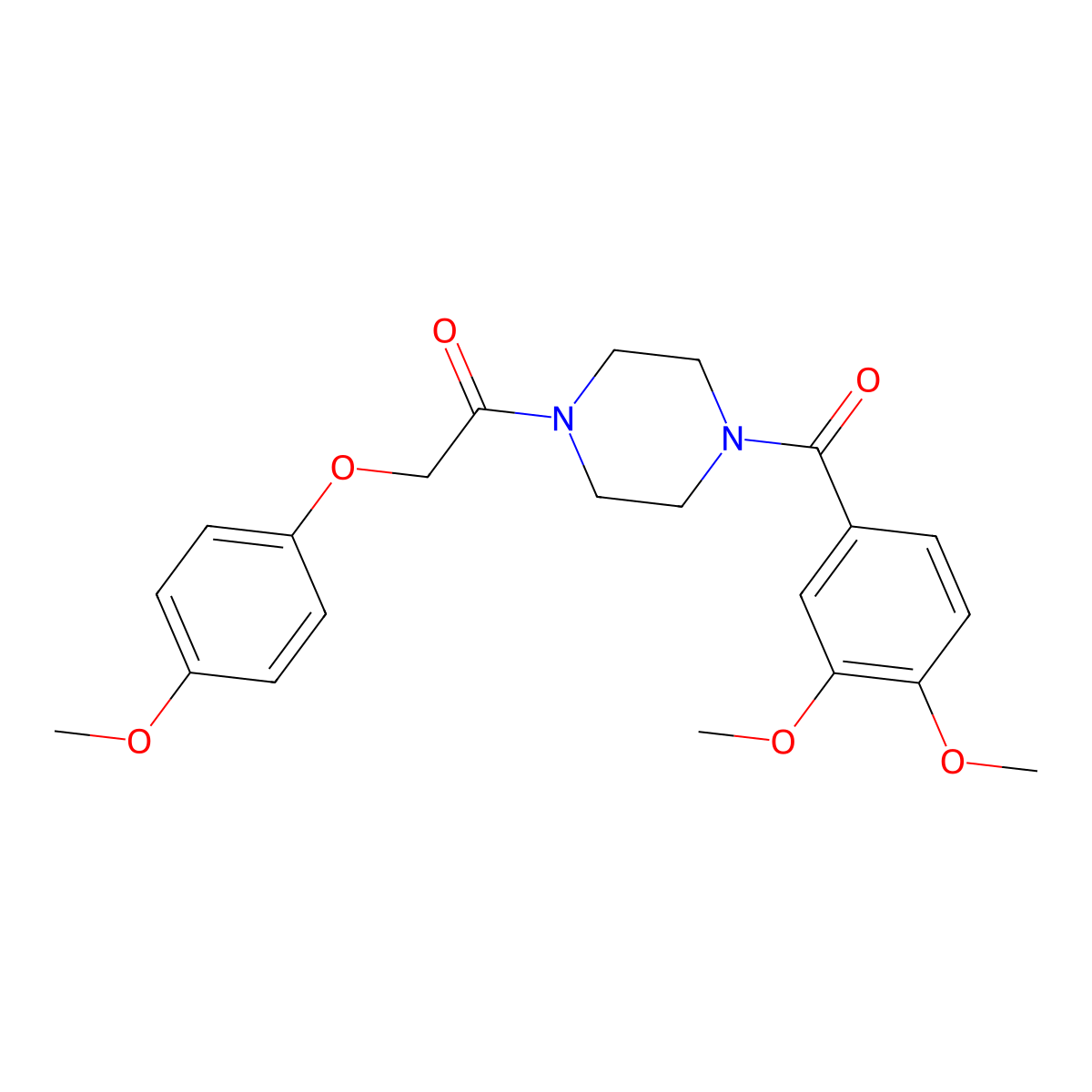 1-[4-(3,4-Dimethoxybenzoyl)piperazin-1-yl]-2-(4-methoxyphenoxy)ethanone molecular structure, CAS 423742-28-3