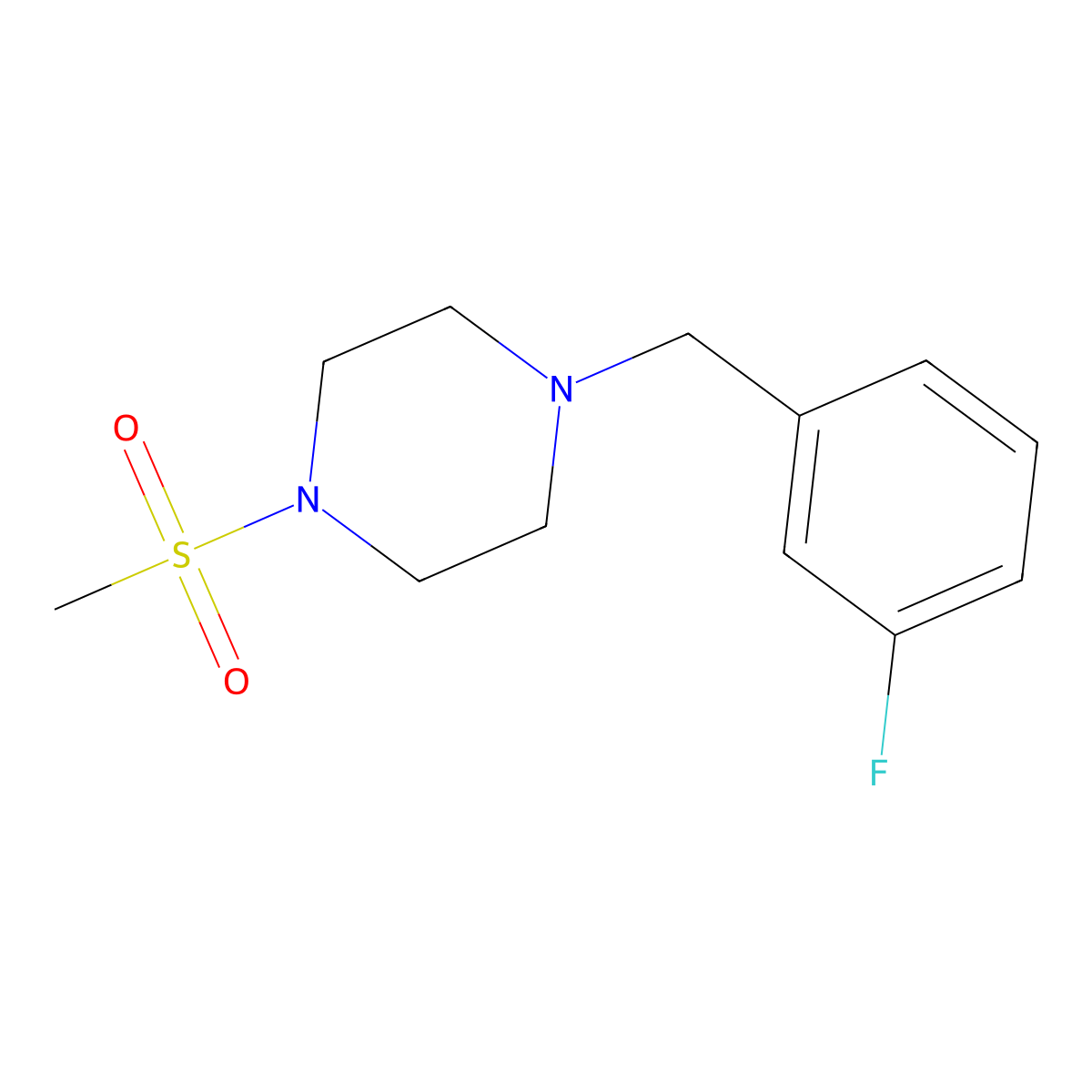 1-[(3-Fluorophenyl)methyl]-4-methylsulfonylpiperazine molecular structure, CAS 423742-46-5
