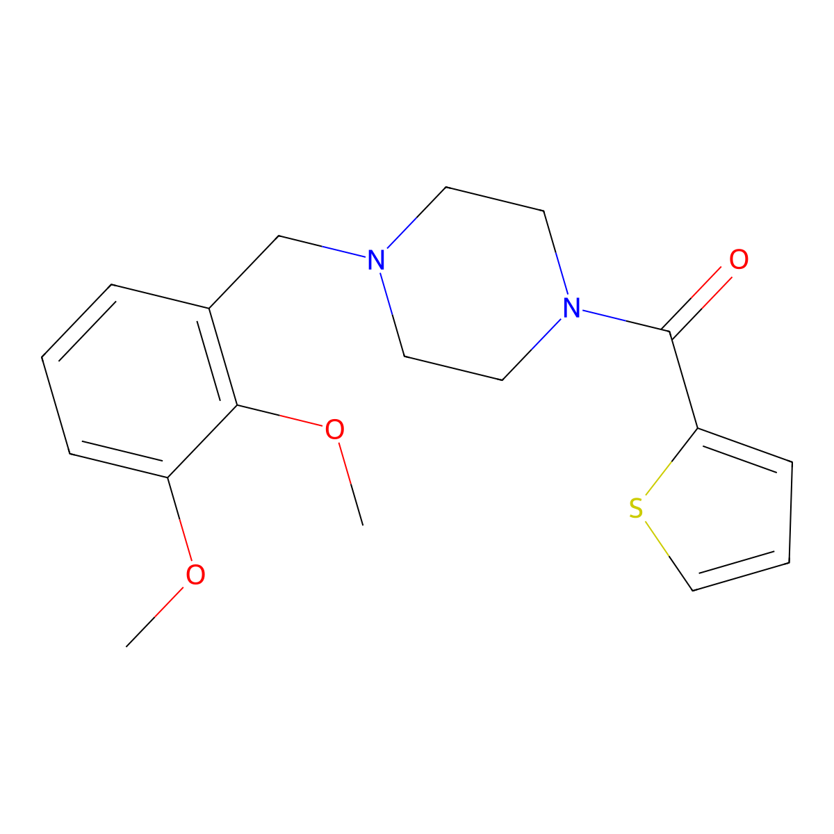 [4-[(2,3-Dimethoxyphenyl)methyl]piperazin-1-yl]-thiophen-2-ylmethanone molecular structure, CAS 423742-49-8