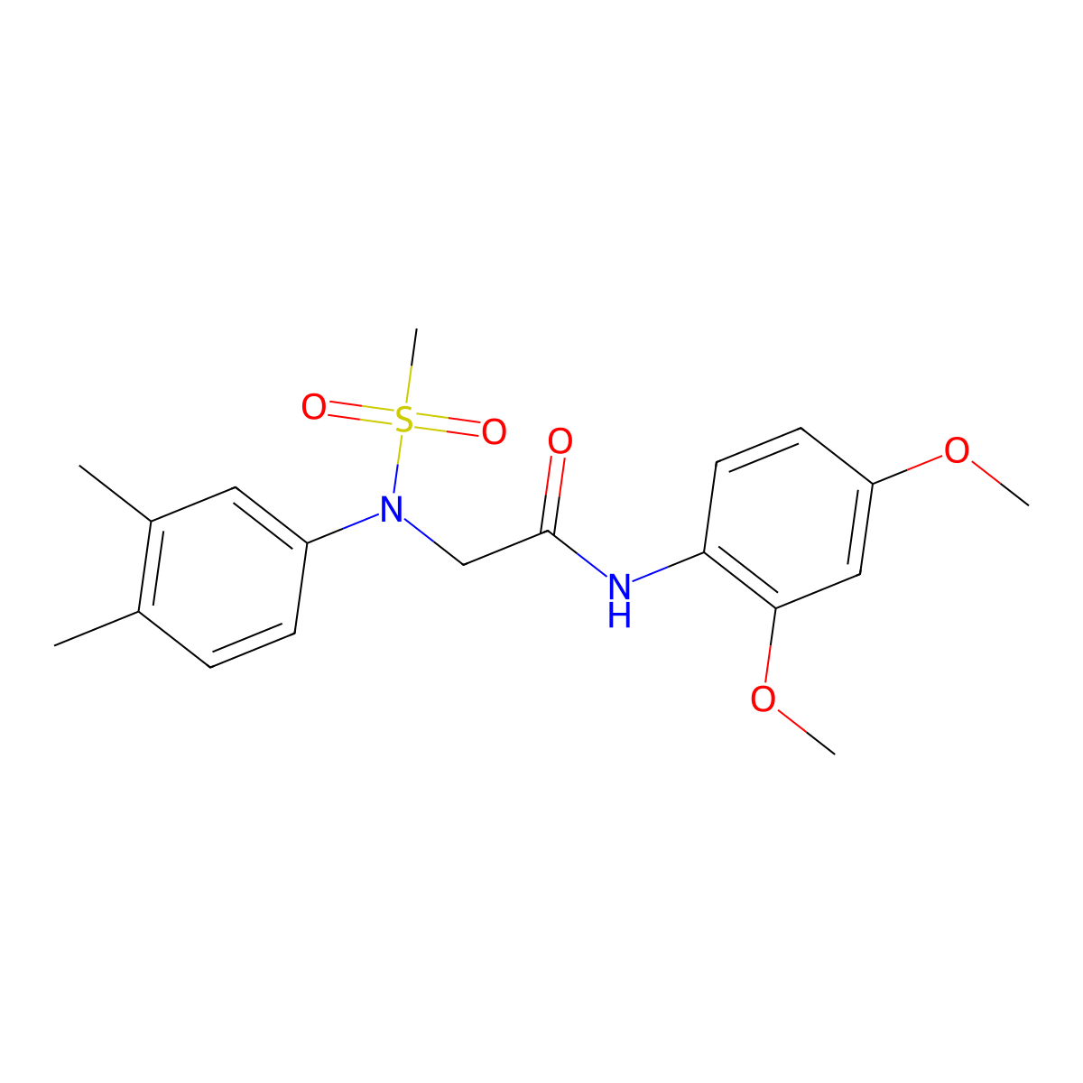 N-(2,4-dimethoxyphenyl)-2-(3,4-dimethyl-N-methylsulfonylanilino)acetamide molecular structure, CAS 423742-58-9