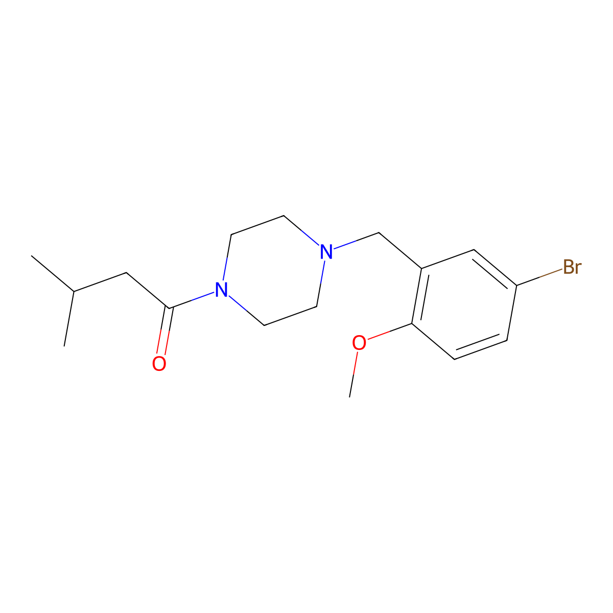 1-[4-(5-Bromo-2-methoxybenzyl)piperazin-1-yl]-3-methylbutan-1-one molecular structure, CAS 423742-60-3