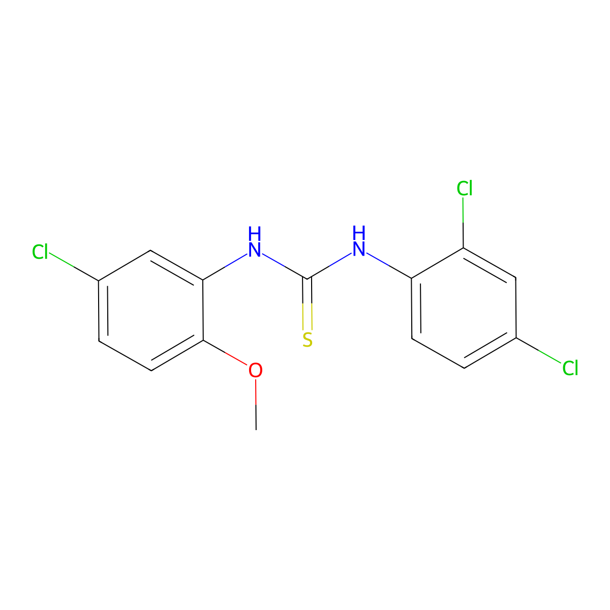 1-(5-Chloro-2-methoxyphenyl)-3-(2,4-dichlorophenyl)thiourea molecular structure, CAS 423742-62-5