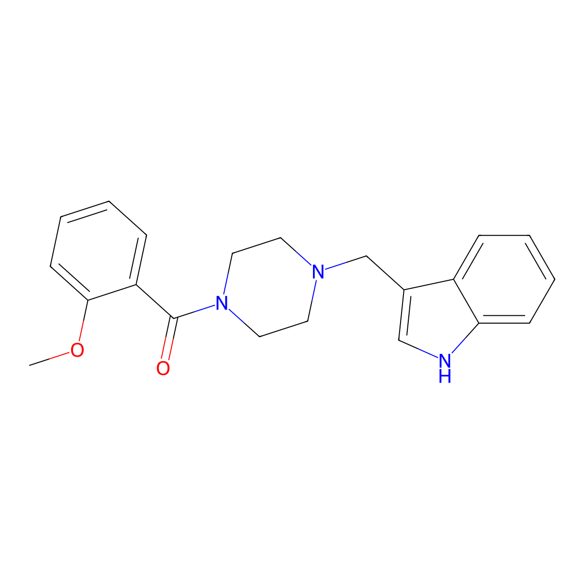 3-{[4-(2-methoxybenzoyl)-1-piperazinyl]methyl}-1H-indole molecular structure, CAS 423742-66-9