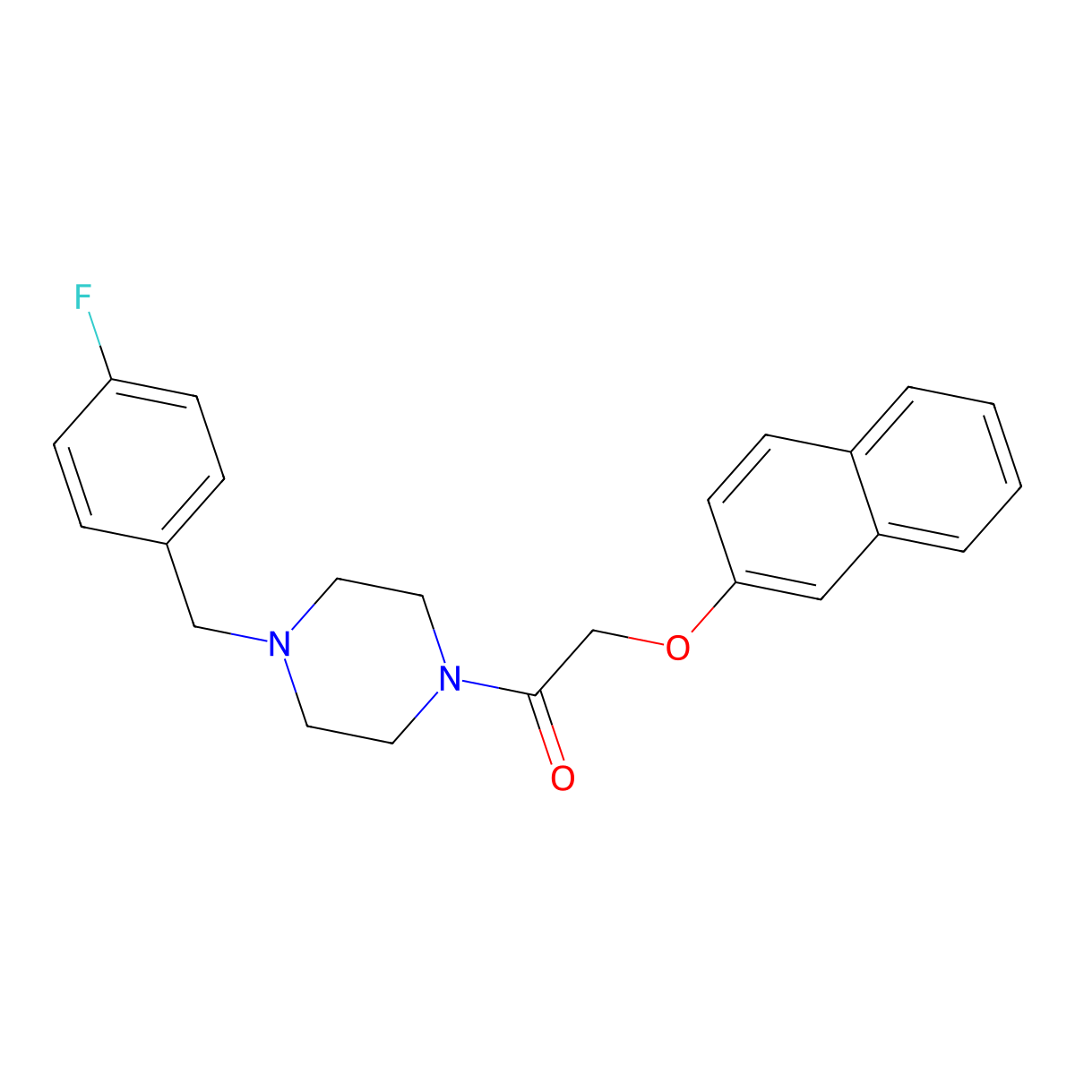1-[4-[(4-Fluorophenyl)methyl]piperazin-1-yl]-2-naphthalen-2-yloxyethanone molecular structure, CAS 423742-69-2