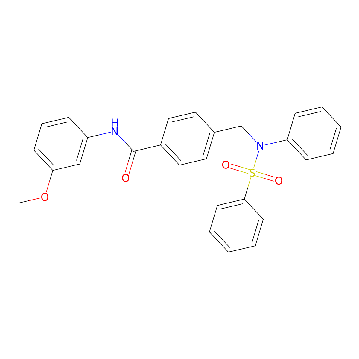 4-[[N-(benzenesulfonyl)anilino]methyl]-N-(3-methoxyphenyl)benzamide molecular structure, CAS 423742-72-7